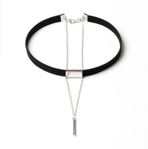 Black Choker Necklace for Women, Gold/Siver Accented Choker Necklace with Dainty Pendant