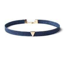 Load image into Gallery viewer, Tassel Jean Denim Collar Blue Jean Choker Necklace Jewelry (Black/Silver Triangle)