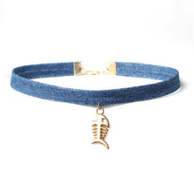 Load image into Gallery viewer, Tassel Jean Denim Collar Choker Necklace with Pendant for Woman, Girl