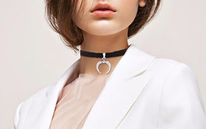 Black Choker Necklace for Women, Choker Necklace with Dainty Pendant